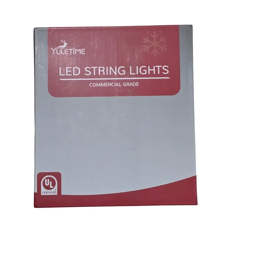 Yuletime LED String Light Set 200 Cool White lights and Brown Wire 66 ft NIB